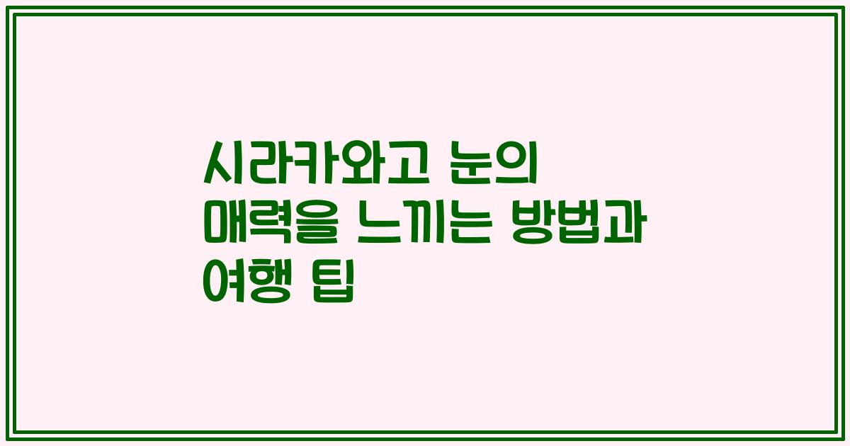 시라카와고 눈의 매력을 느끼는 방법과 여행 팁