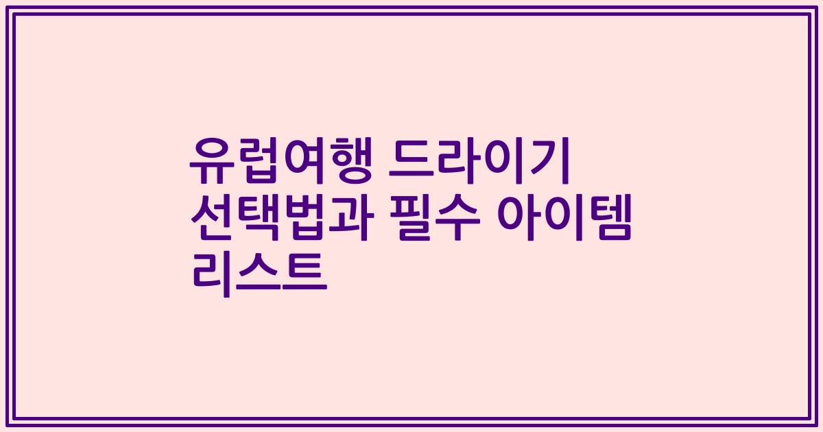 유럽여행 드라이기 선택법과 필수 아이템 리스트