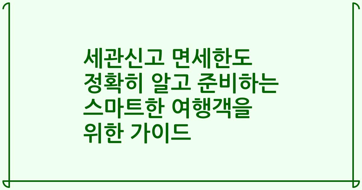 세관신고 면세한도 정확히 알고 준비하는 스마트한 여행객을 위한 가이드