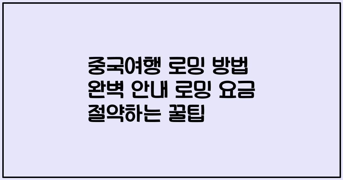 중국여행 로밍 방법 완벽 안내 로밍 요금 절약하는 꿀팁