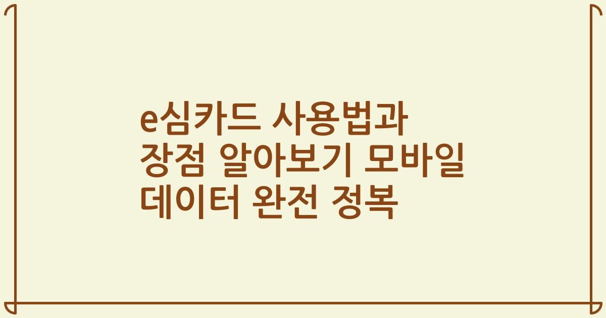 e심카드 사용법과 장점 알아보기 모바일 데이터 완전 정복